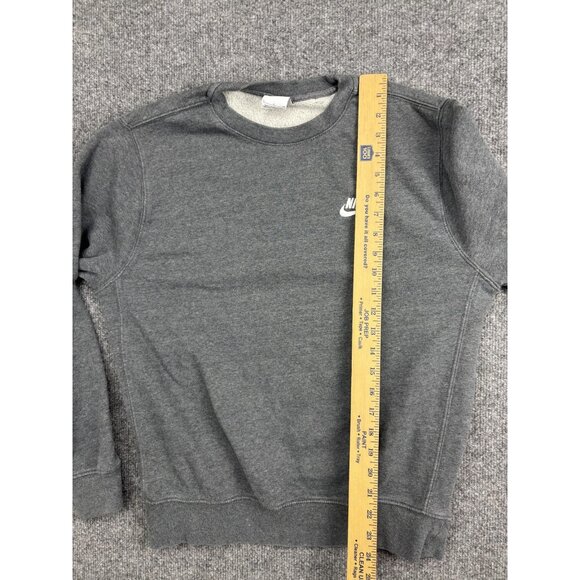 Nike Sweatshirt Mens Small Gray Crewneck Fleece Pullover Embroidered Swoosh - Picture 4 of 7